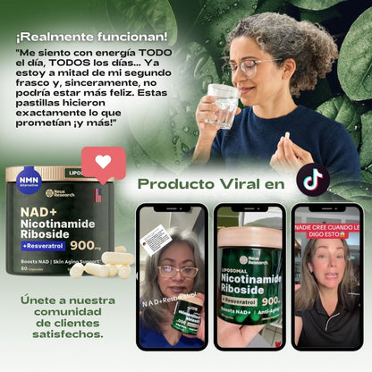 Restaura tu energía, rejuvenece tus células y potencia tu mente en 1 semana con NAD+Resveratrol